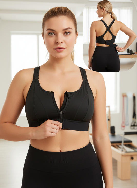 Tam Ayarlanabilir Önden Fermuarlı Yüksek Destek Spor Sütyeni