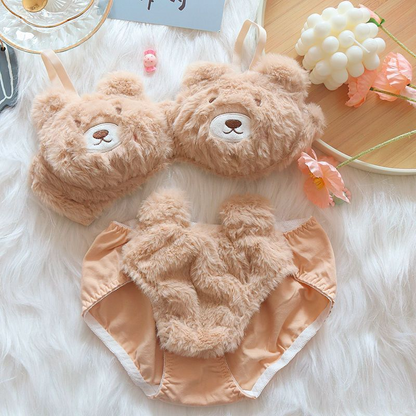 Kadın Mevsimlik Peluş Ayı İç Çamaşırı Takımı